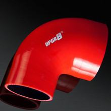 UNIVERSAL 4-PLY 3.0 INCH TO 4.0 INCH HIGH PERFORMANCE RED 90 DEGREE REDUCER COUPLER SILICONE HOSE