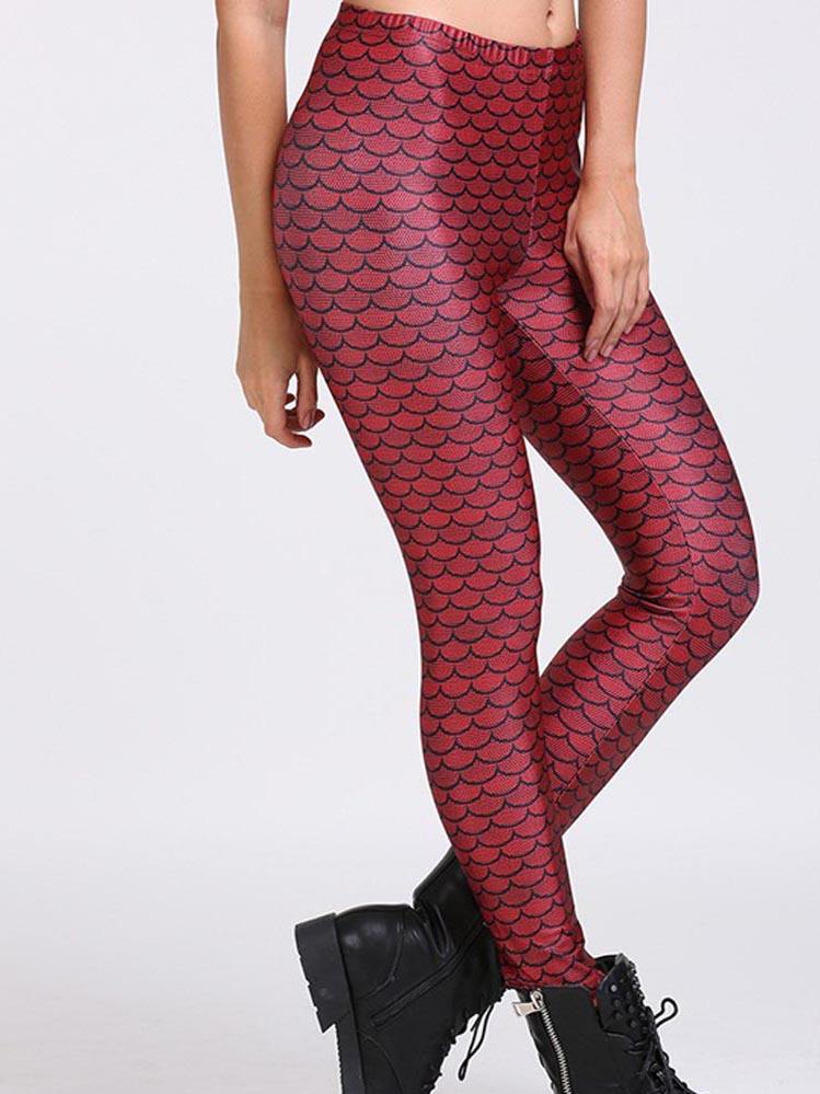 Sexy Mermaid Leggings In Red