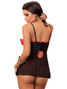 Sexy Open Bust Babydoll Lingerie Equipped With Red Satin Bow And Adjustable Shoulder Straps