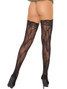 Thigh High Stockings With Lace Top Equipped With Backseam And Are Stretchable