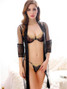 Seductive Sheer Robe Lingerie With Bra And G String Equipped With Three Quarter Sleeves