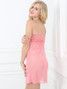 Strapless Chemise Slip Lingerie In Stretch Lace Design With Lace Up Front