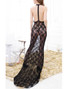 Floral Lace Sleeveless Chemise Gown Lingerie In Black With Halter Neck Design