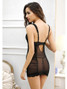 Black Chemise Slip Lingerie With Lace Trim Equipped With Adjustable Shoulder Straps And Hook And Eye Back Closure