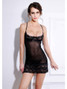 Sexy Chemise Slip Lingerie With Demi Cup Design In Black Equipped With Sheer Lace Hem Design And Lace Up Back