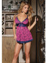 Pretty In Pink Floral Lace Babydoll Lingerie Equipped With Adjustable Shoulder Straps And Cut Out Back Design