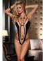 Seductive Teddy Lingerie With Sexy Wet Look Design Equipped With Halter Neck, Open Sides, Open Back And Adjustable Back Ties