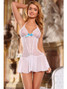 Elegant Babydoll Lingerie With Halter Neck Design Equipped With Beautiful Lace Front Feature, Decorative Satin Bows And Adjustable Ties