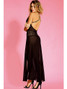 Magnificent Flowing Babydoll Gown Lingerie In Black Equipped With Adjustable Straps, Elegant Lace Panels And G String