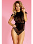 Lace And Sheer Teddy Bodysuit Lingerie With Halter Neck Style Equipped With Lovely Lace And Sheer Front And Adjustable Neck Tie