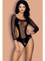 Sexy Teddy Bodysuit Lingerie With Long Sleeve Design Equipped With Sheer Front And A Bra And Panty Style Back