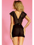 Risqué Chemise Slip Lingerie With Deep V Front Design Equipped With Mid V Back, Decorative Satin Bow With G String