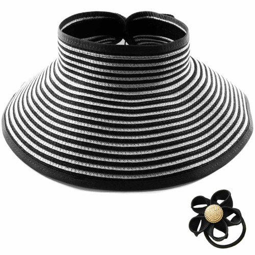 kilofly Roll Up Wide Brim Sun Visor Hat - for Women