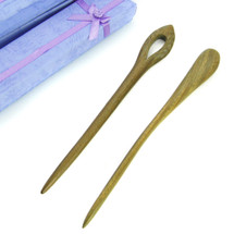kilofly Oriental Handcraft Carved Wooden Hair Sticks Set of 2, with Gift Box
