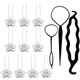 kilofly Rhinestone Flower Hair Pins Set of 10 + Hair Styling Bun Maker Tools