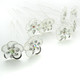 kilofly Rhinestone Flower Hair Pins Set of 10 + Hair Styling Bun Maker Tools