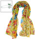 kilofly Large Floral Scarf, with Crystal Rhinestone Cat Brooch - Summer Floral