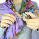 kilofly Large Floral Scarf, with Crystal Rhinestone Cat Brooch - Summer Floral