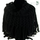 kilofly Knit Circle Neck Warmer Tassels Scarf, with Rhinestone Cat Brooch Pin