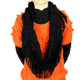 kilofly Knit Infinity Neck Warmer Tassels Scarf, Wavy, + Cat Brooch Pin
