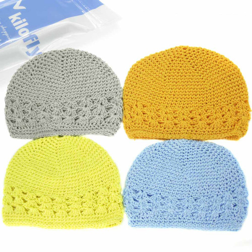 KF Baby Super Soft Crochet Beanie Hat, Set of 4