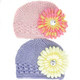 KF Baby Soft Crochet Beanie Hat with Flower Clip, Set of 4 (4 Hats + 4 Clips)