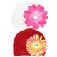 KF Baby Soft Crochet Beanie Hat with Flower Clip, Set of 4 (4 Hats + 4 Clips)