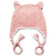 KF Baby Animal Beanie Hat, with Ear Flaps and Braids, Owl, Pink + 4 Pinback Buttons