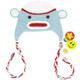 KF Baby Animal Beanie Hat, with Ear Flaps, Monkey, Grey, 4 Pinback Buttons