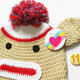 KF Baby Animal Beanie Hat, with Ear Flaps, Monkey, Brown, 4 Pinback Buttons