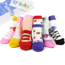 KF Baby Non-Skid Baby Girl Shoe Socks, 6 pairs, for 12 - 24 Months
