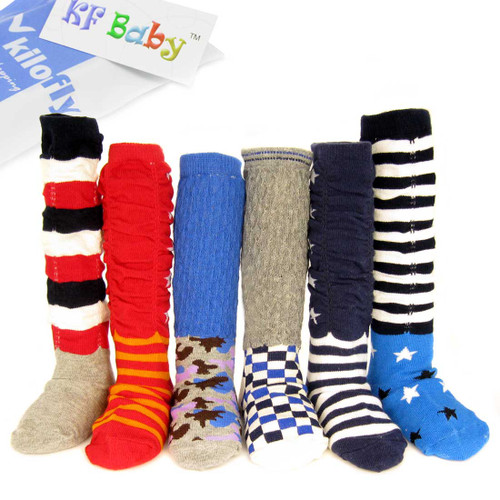 KF Baby Non-Skid Ruffle Calf Socks Value Pack [Set of 6 pairs], 6 - 18 Months
