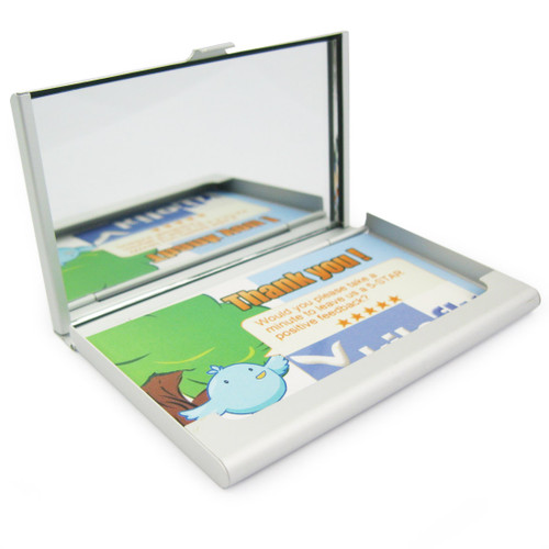 kilofly Business Card Holder - with Mirror, with kilofly Mini Gift-for-You Card