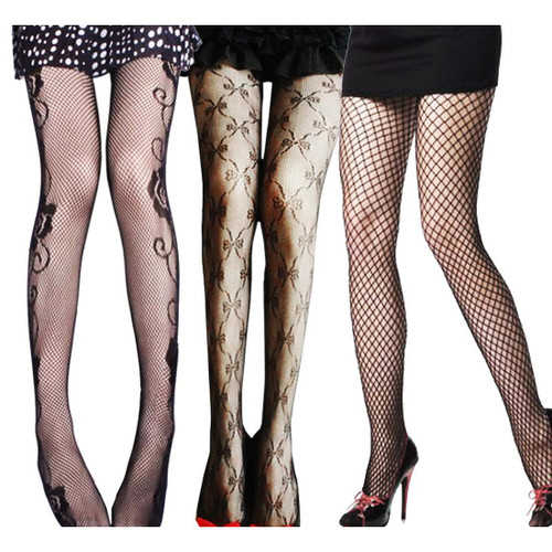 kilofly Sheer Patterned Pantyhose, Value Pack - Set of 3 Assorted Designs