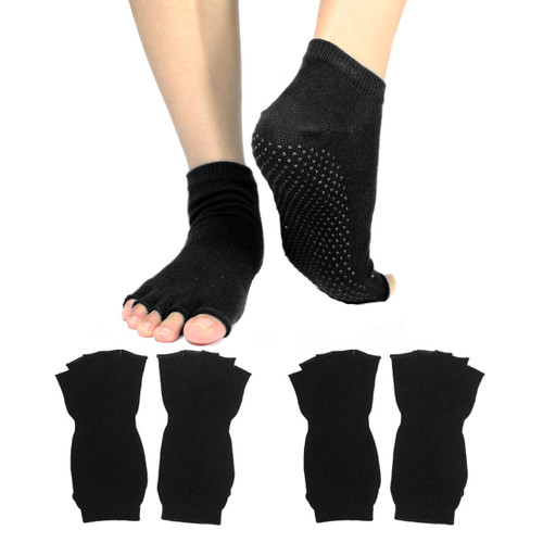 kilofly Non-skid Half Toe Cotton Yoga Socks Value Pack [Set of 2 pairs]