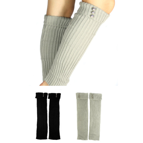 kilofly Leg Warmers Value Pack [Set of 2 Pairs], Solid with Studs