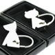 kilofly Chrome Keychain Pair - for Lovers - Kitty & Max