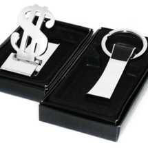 kilofly Chrome Keychain & Money Clip Set - Black Sweet Cherry