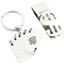 kilofly Keychain & Money Clip Set - Poker King