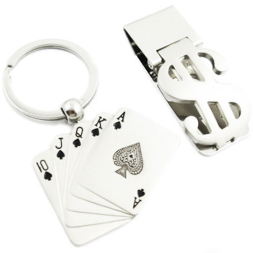 kilofly Keychain & Money Clip Set - Poker King