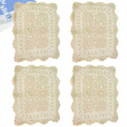 kilofly Handmade Crochet Cotton Lace Table Placemats Doilies Value Pack [Set of 4]