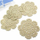 kilofly Small Handmade Crochet Round Cotton Lace Table Placemats Doilies for Cup/Glass Value Pack [Set of 4], Medallion, Beige