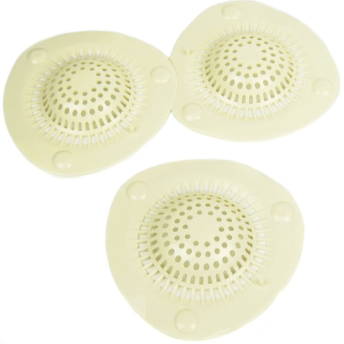 kilofly Silicone Shower Sink Tub Drain Protector Value Pack [Set of 3], off White