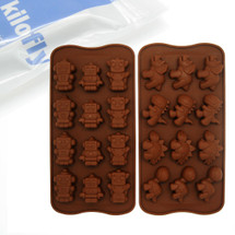 kilofly Non-Stick Silicone Chocolate Mold Tray Pack [Set of 2], Robot & Dinosaur
