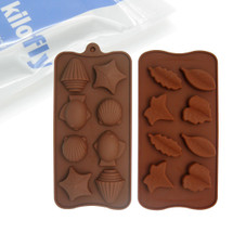 kilofly Silicone Chocolate Mold Tray Pack [Set of 2], Leaves & Sea Shells