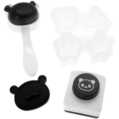 kilofly Bento Rice Ball Mold with Seaweed Nori Punch, Panda + Sushi Shaper Kit