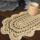 kilofly Crochet Cotton Lace Placemats Doilies 4pc, Oval, Beige, 7 x 14 inch