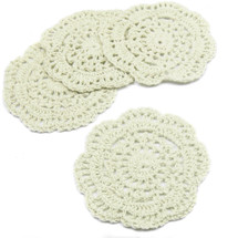 kilofly Small Crochet Cotton Lace Coasters Doilies Pack Set, 4pc, Round, 4 inch