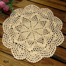 kilofly Crochet Cotton Lace Table Placemats Doilies Value Pack, 4pc, Roma