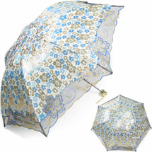 kilofly Anti-UV Folding Parasol Umbrella with Tinsel Embroidery, UPF 40+